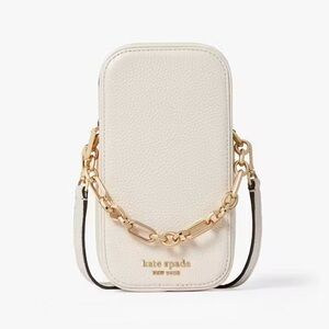 Kate Spade Carlyle Pebbled Leather North South Crossbody Milk Glass Ivory